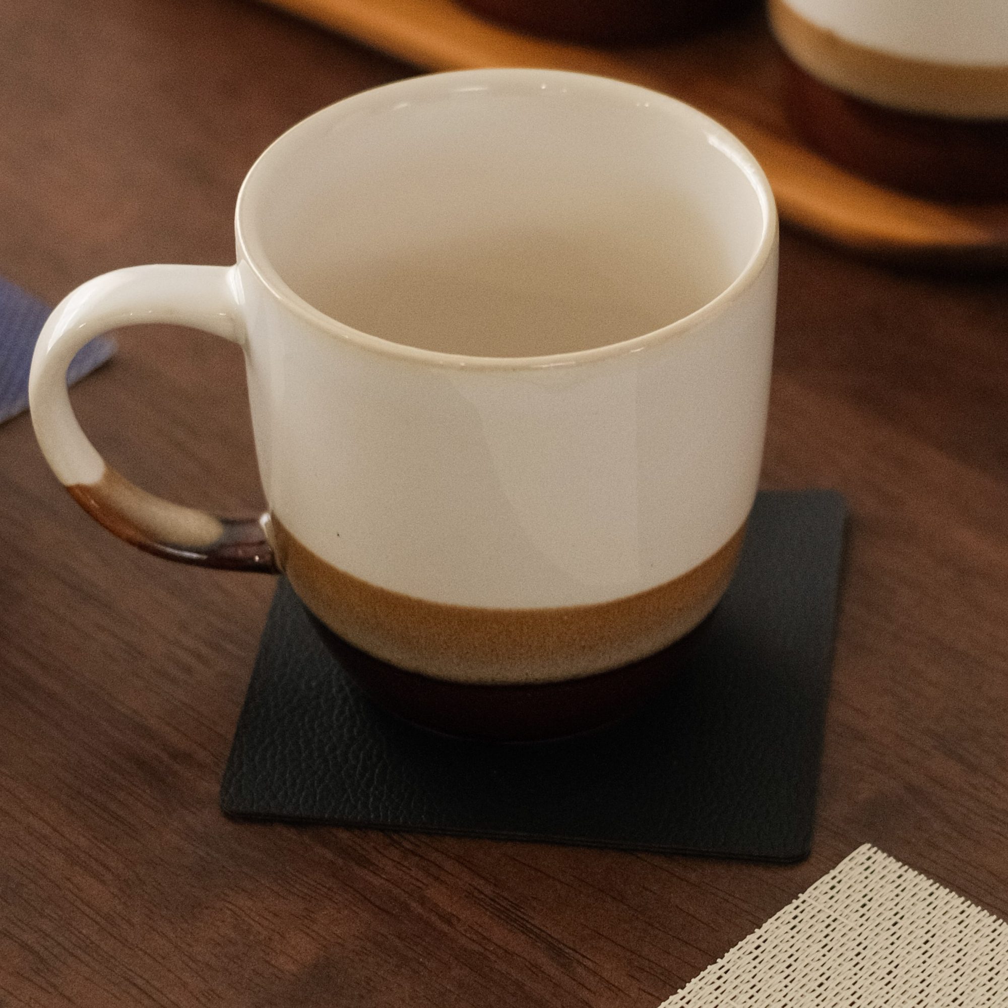 Black & Teal Premium PU Leather Coasters (Set of 4)