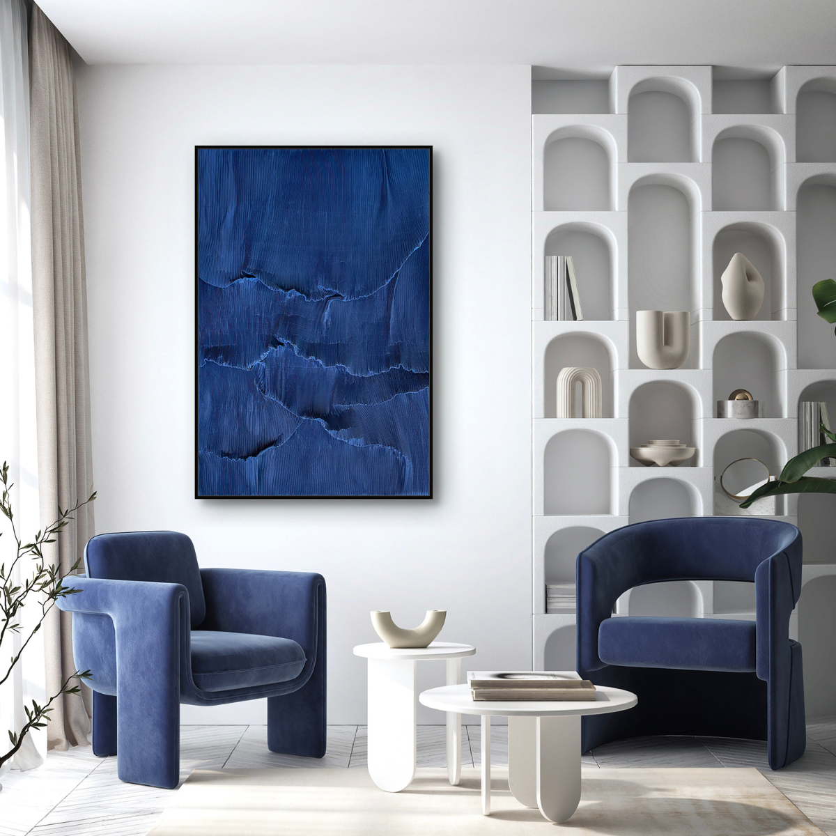 Framed Canvas 80X120cm Pleated Textile - Midnight Grove
