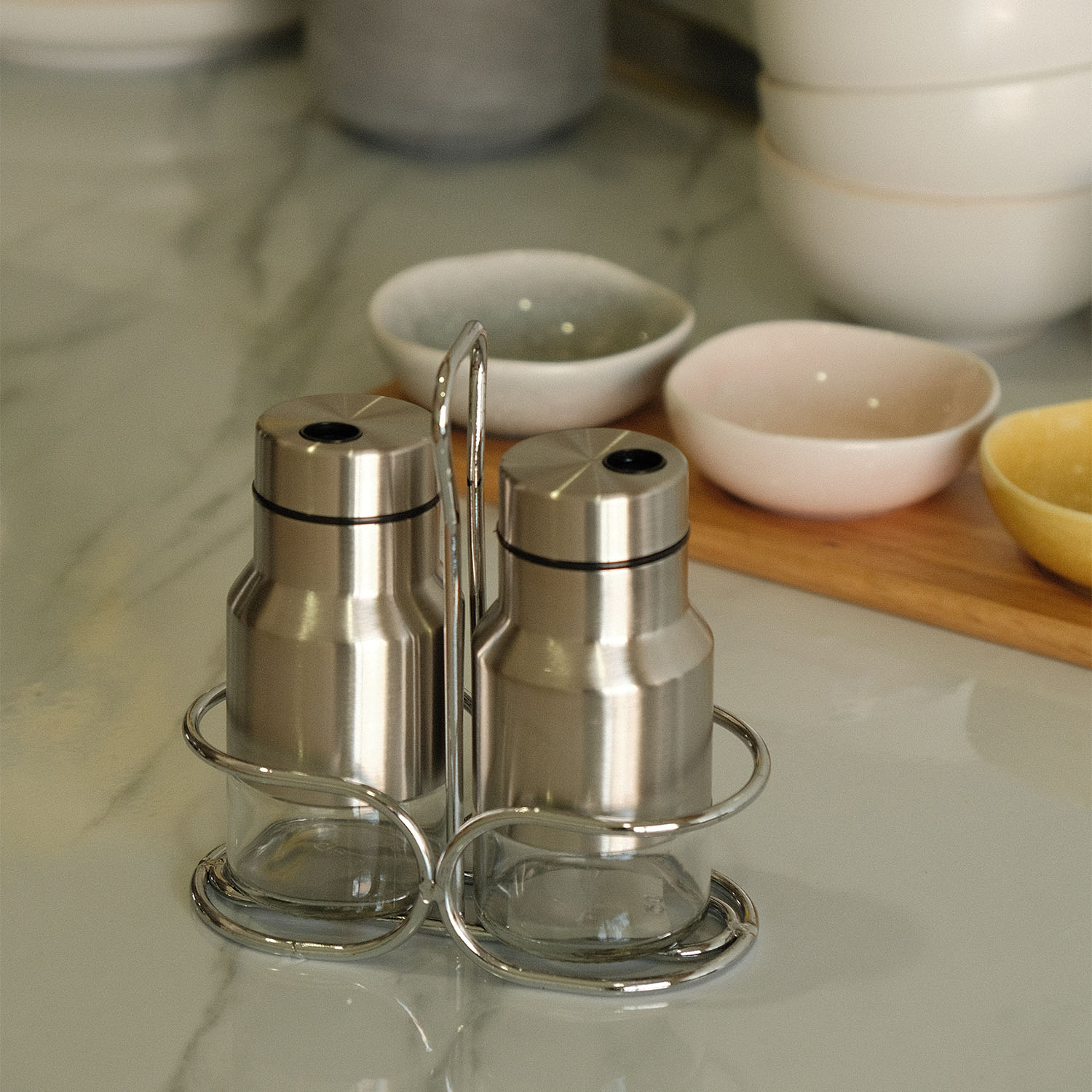 Sylvester 2-pc Salt & Pepper Jar Set with Rack