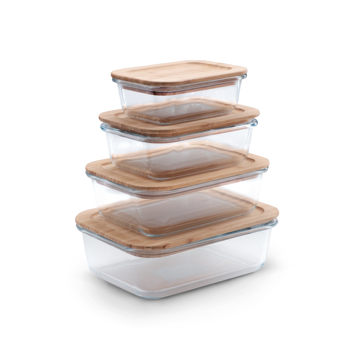 Delish Glass Food Container with Bamboo Lid (set of 4)