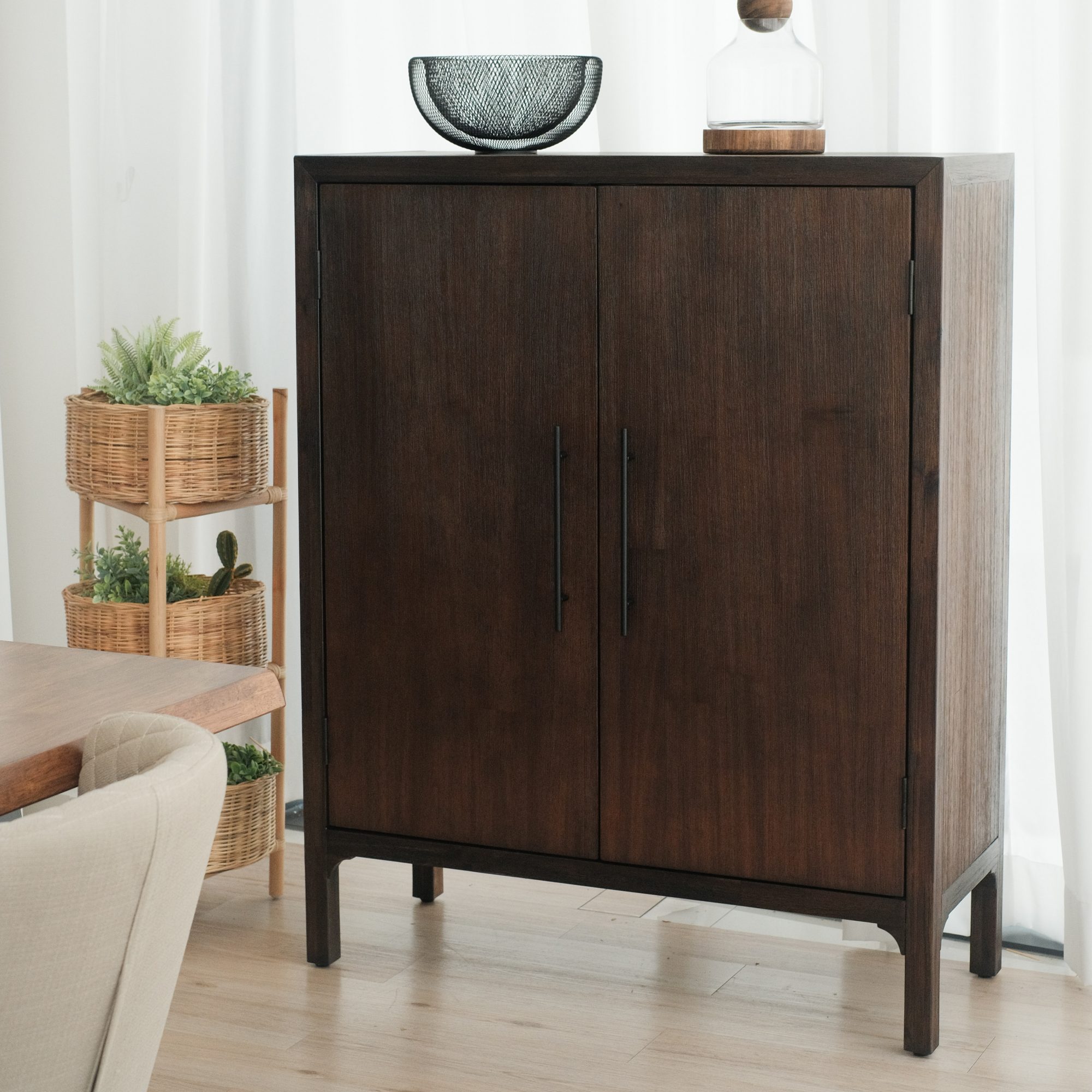 Ming Coffee Brown 2 Doors Cabinet