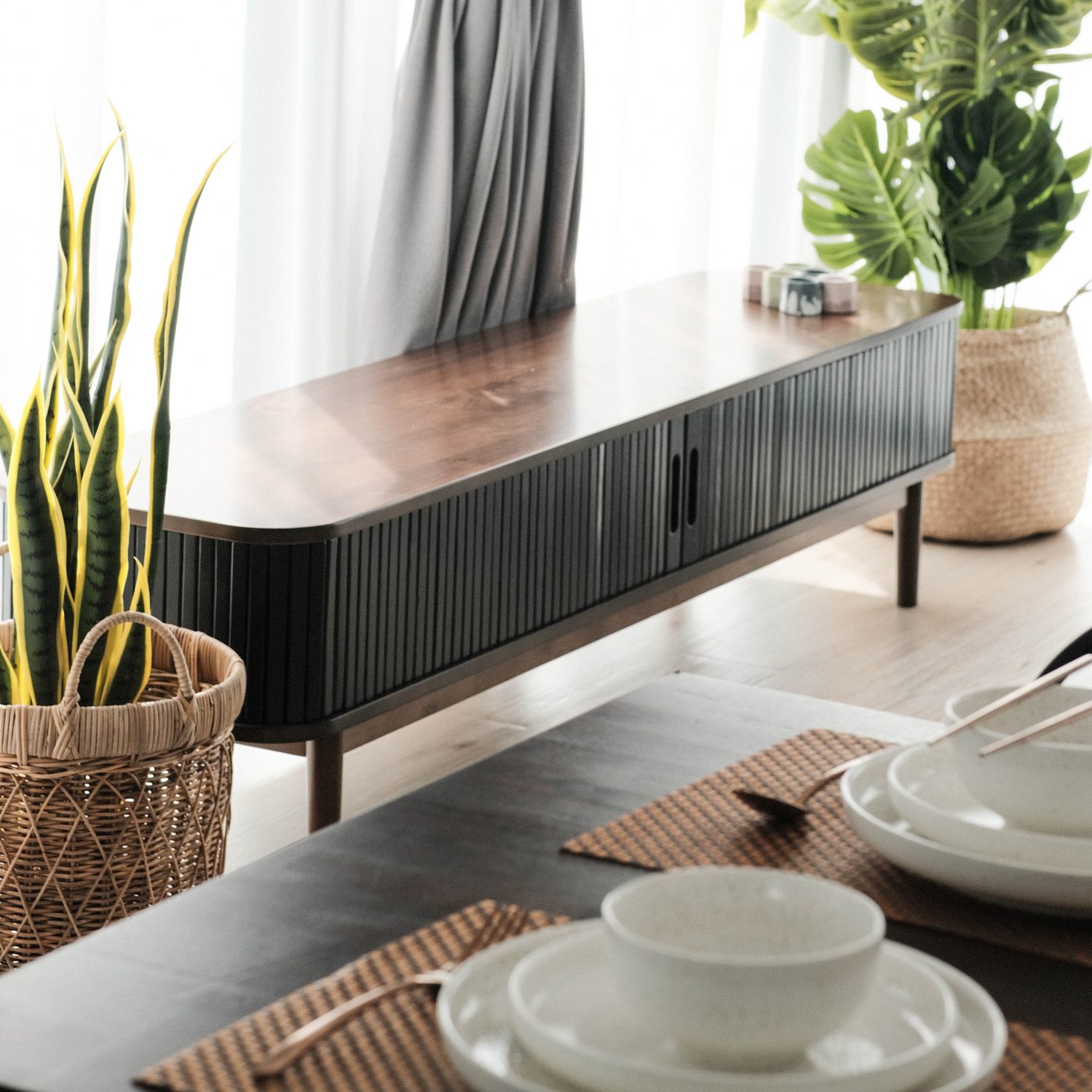 Tyler Ebony Low TV Cabinet 180cm
