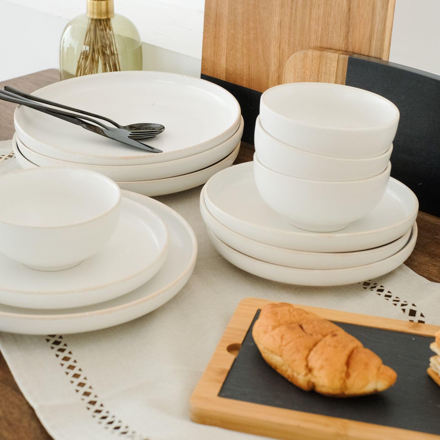 Crystal Natural Reactive Rim12-piece Dinner Set