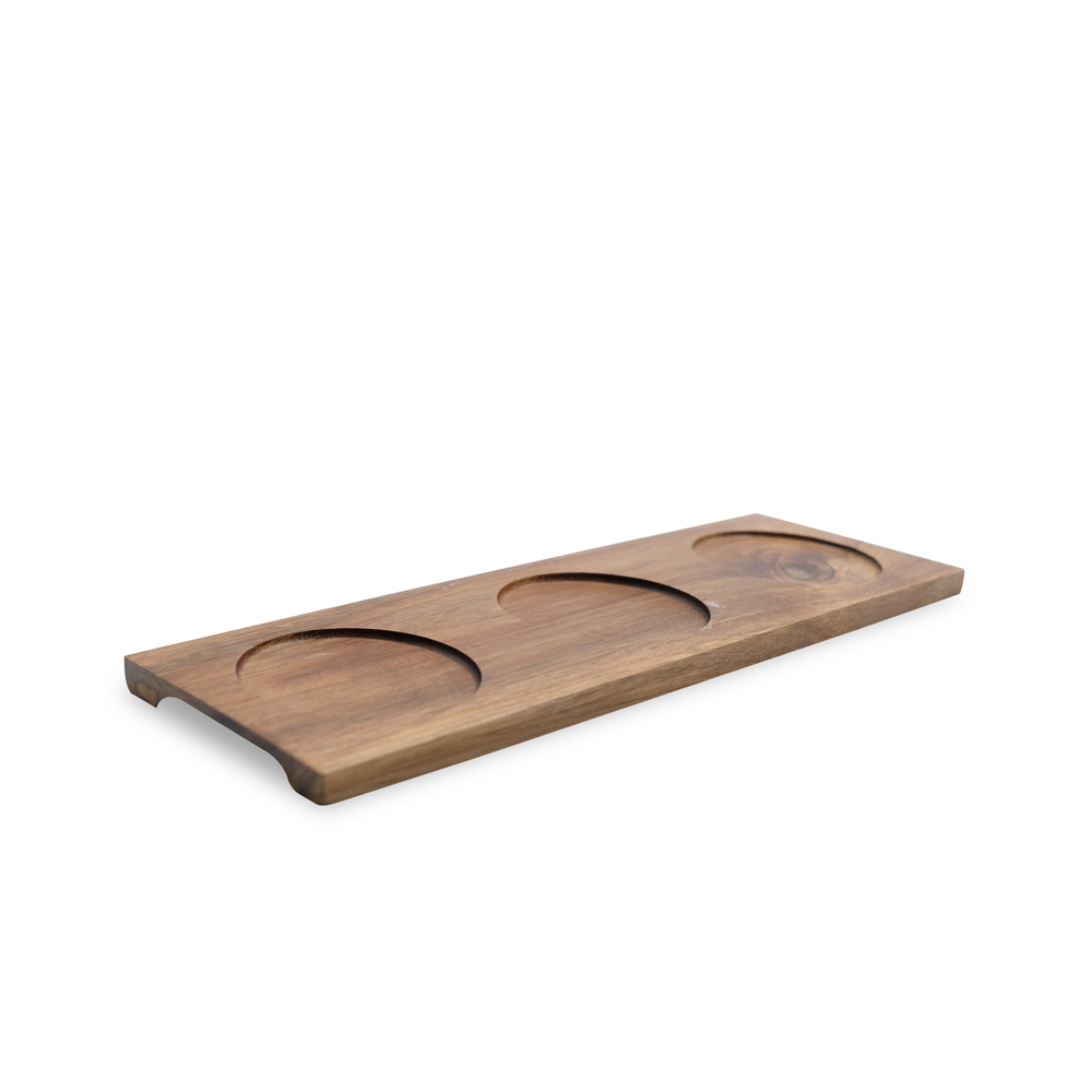 Calla White Set of 3 Bowl with Wooden Tray