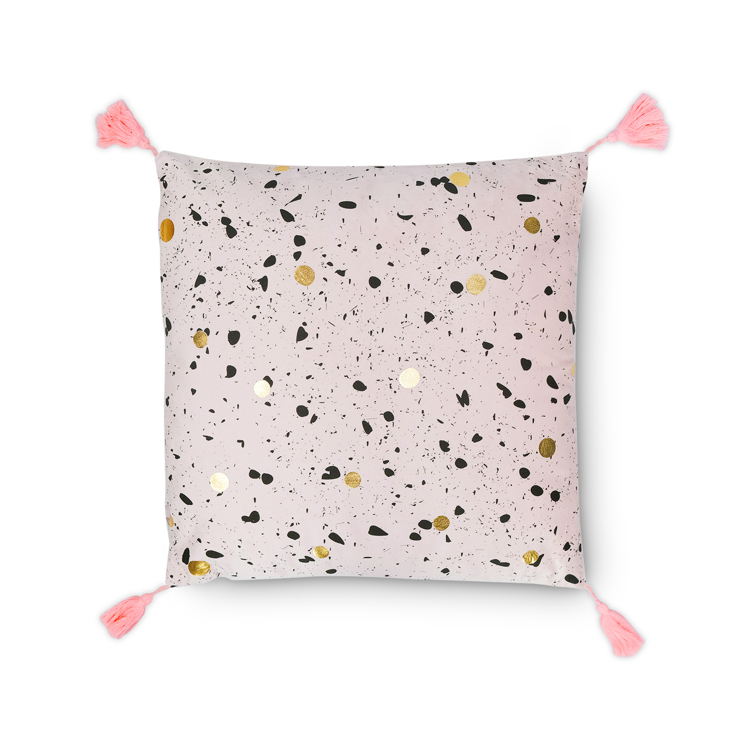 Tabitha Pink Velvet Cushion with Tassels 45x45