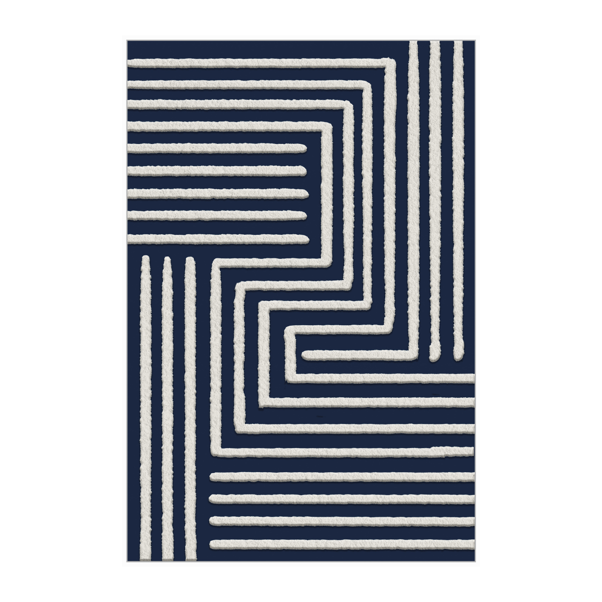 Framed Canvas 80X120cm Cotton - Navy & White Maze