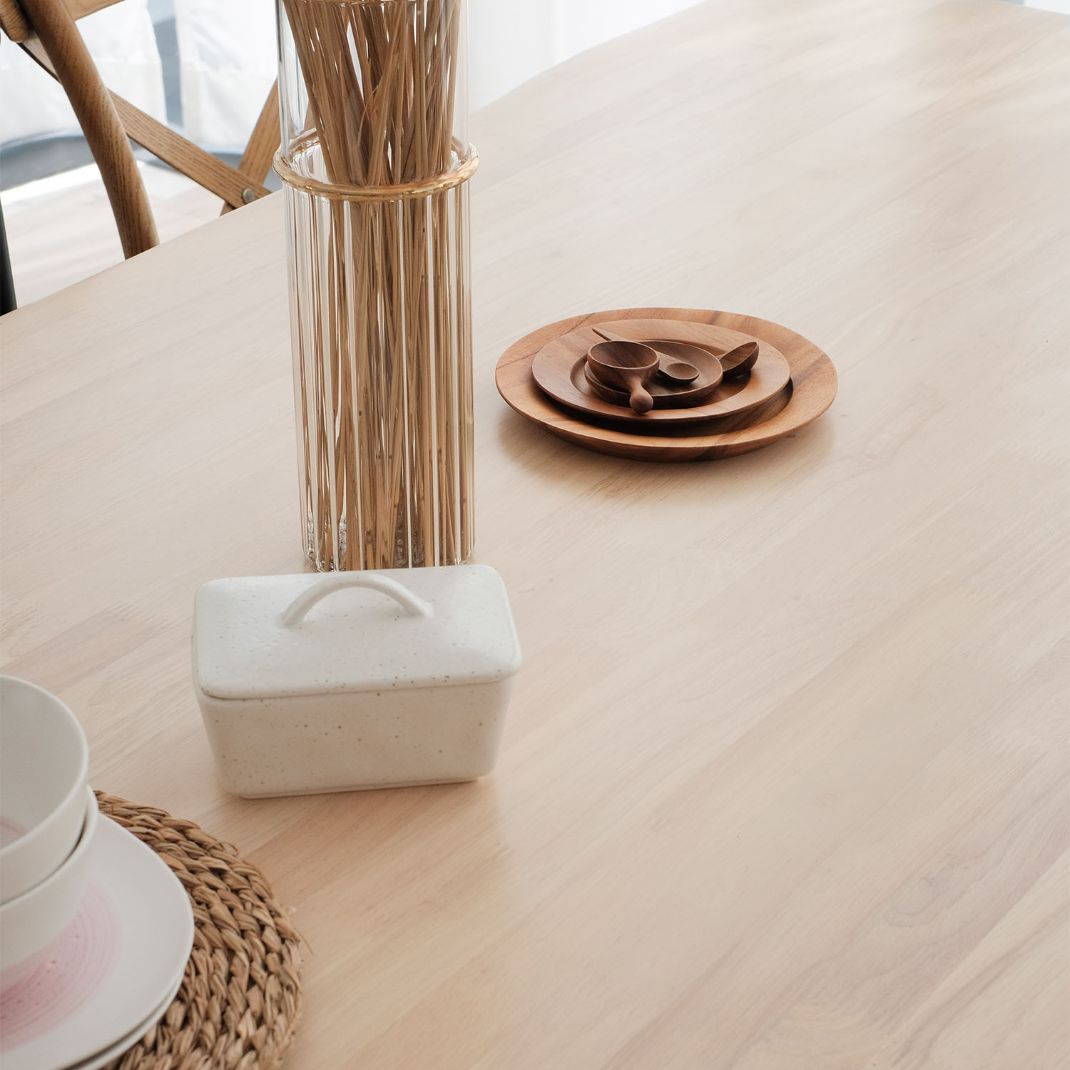 Fletcher Washed Oak Faux Live Edge Dining Table 240cm