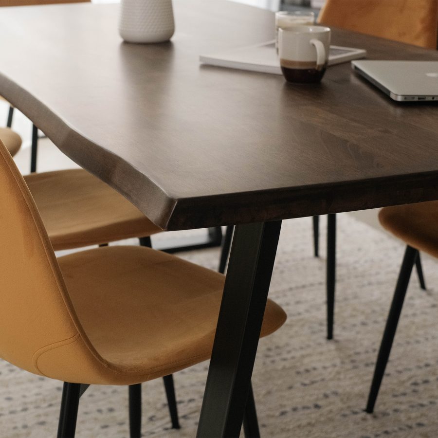 Fletcher Cedar Brown Faux Live Edge Dining Table 190cm
