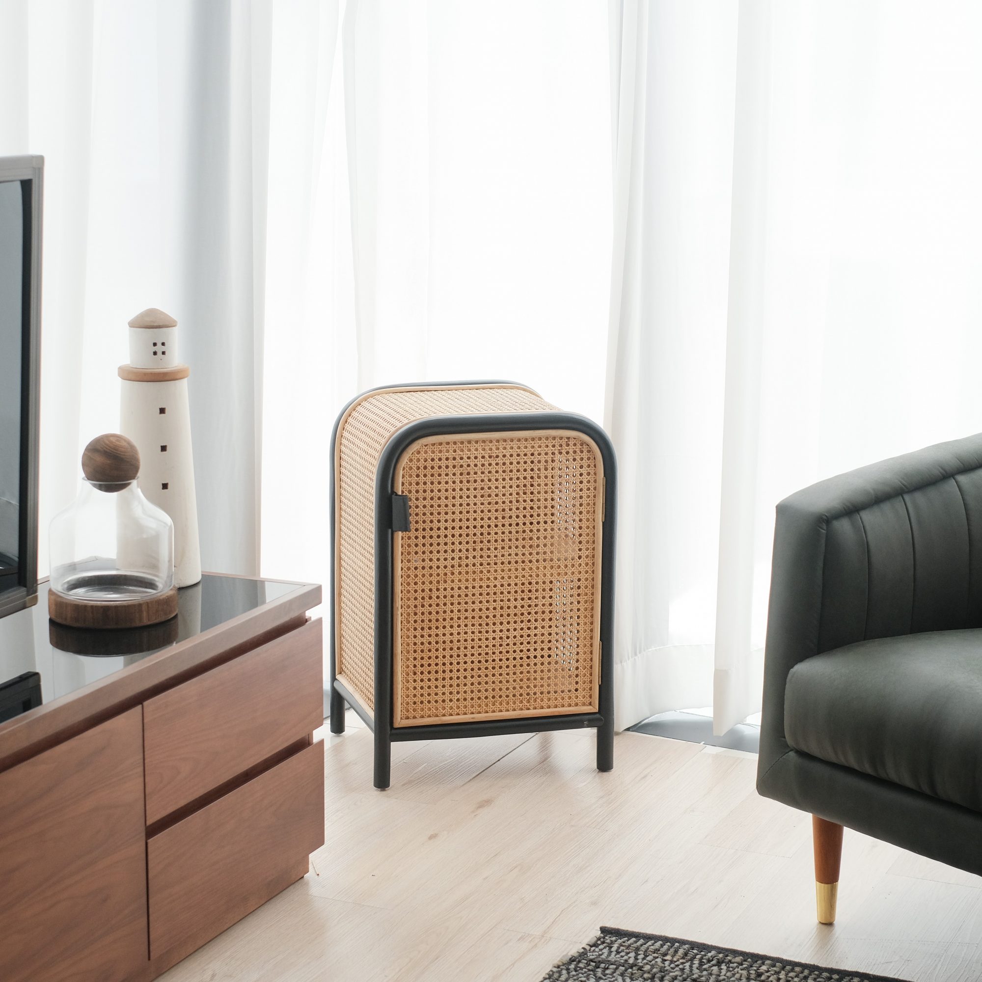 Sasha Petite Rattan Cabinet Ebony