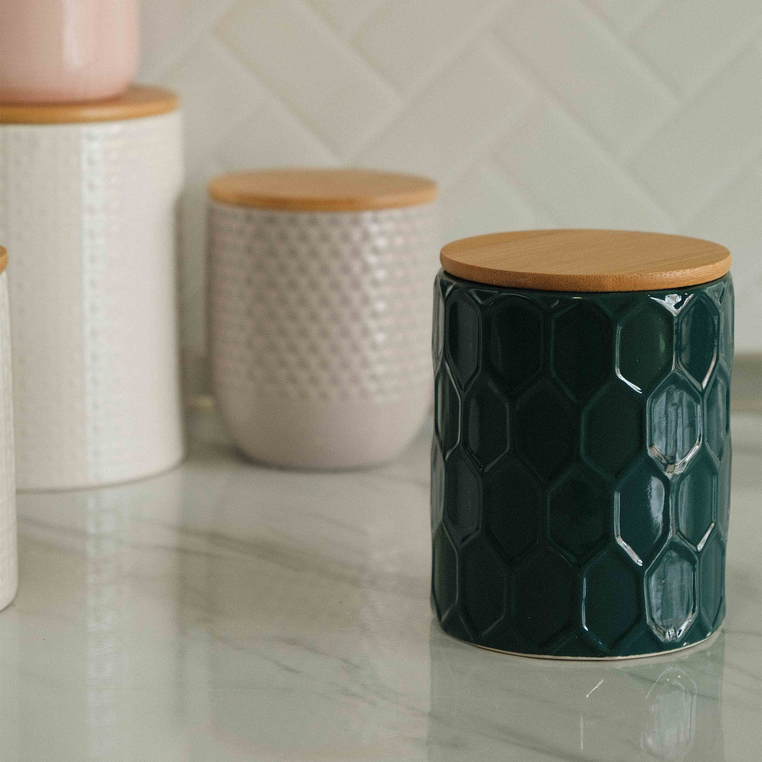 Lana Honeycomb Green Small Canister