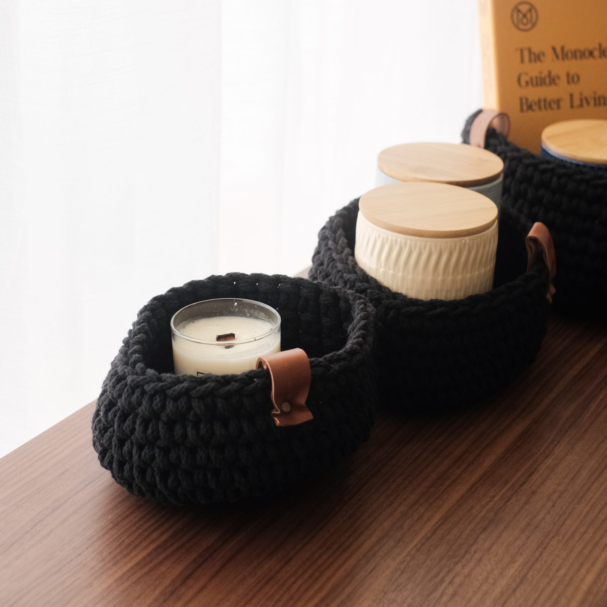 Dana Weaving Basket (Set of 3) - Black