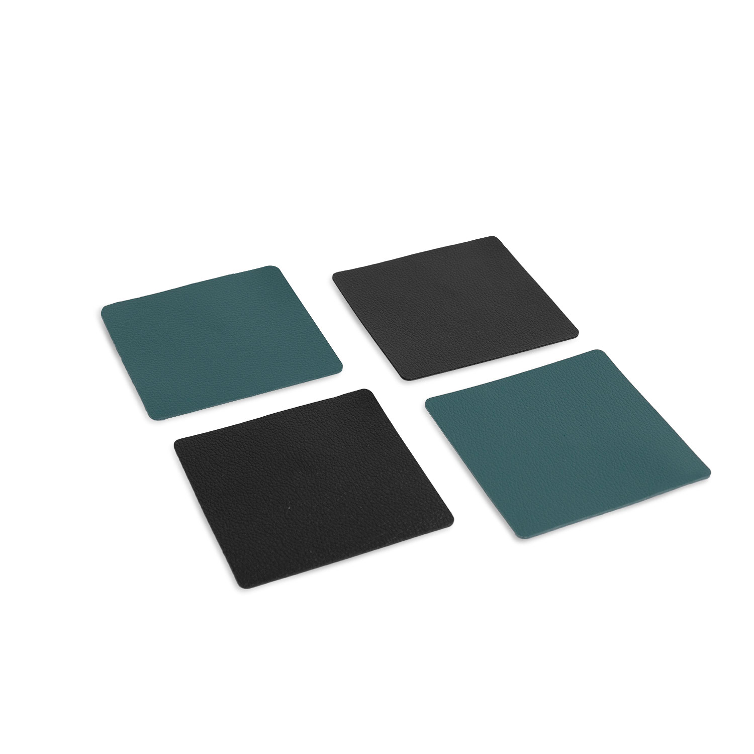 Black & Teal Premium PU Leather Coasters (Set of 4)