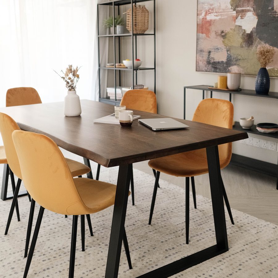 Fletcher Cedar Brown Faux Live Edge Dining Table 190cm