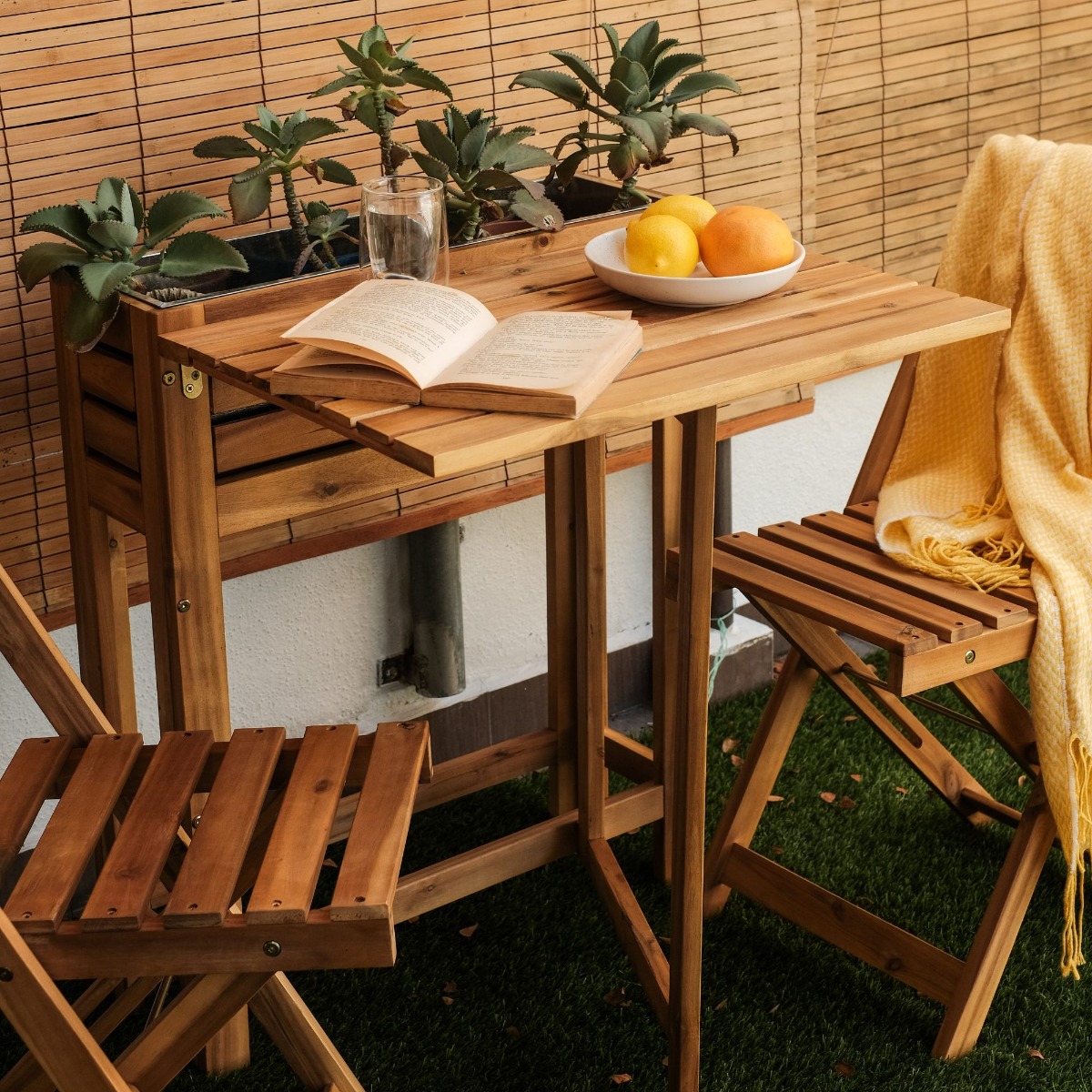 Freesia Outdoor Folding Table with Flower Box