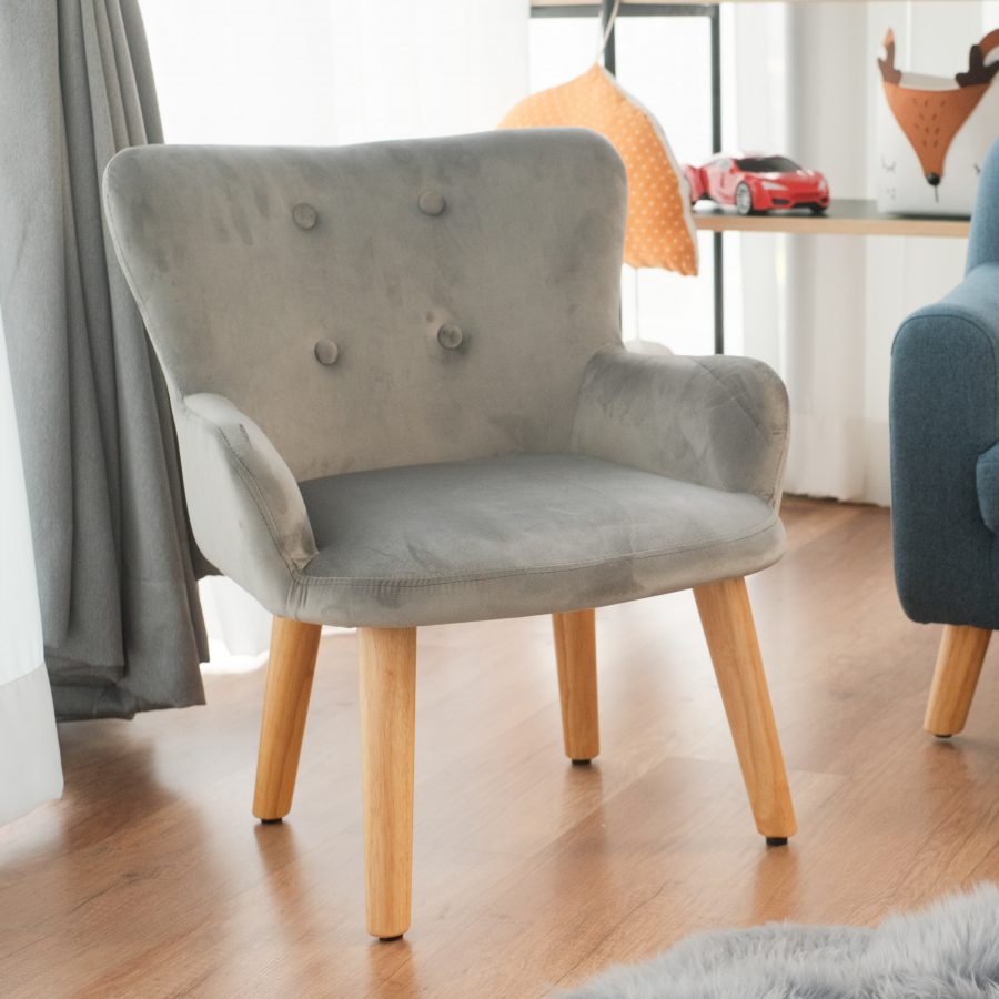Dolly Kids Mouse Grey Velvet Chair