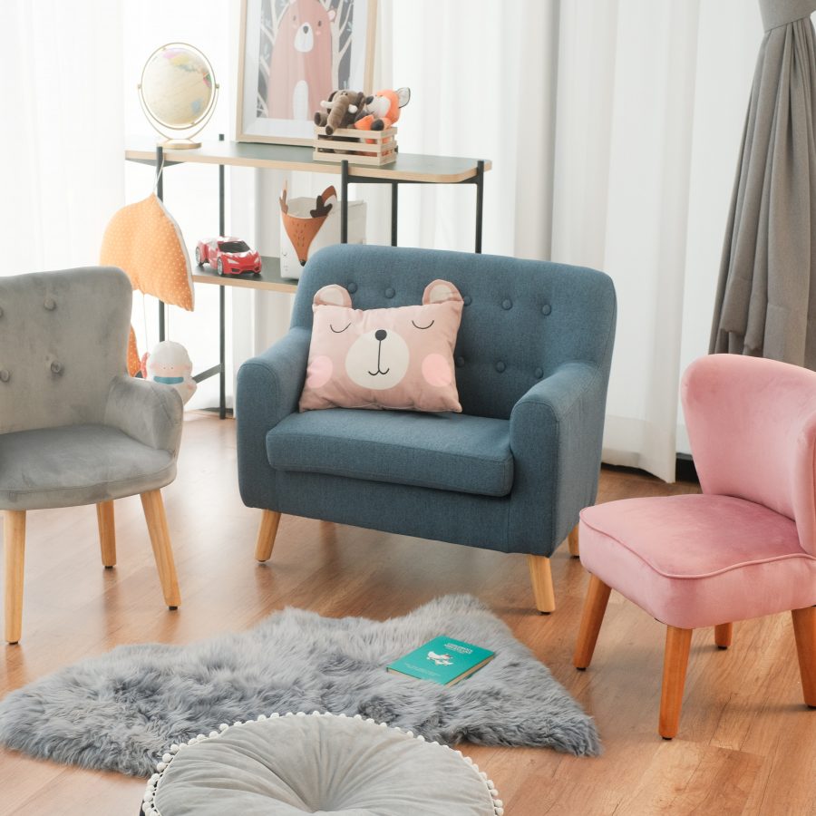 Dolly Kids Mouse Grey Velvet Chair