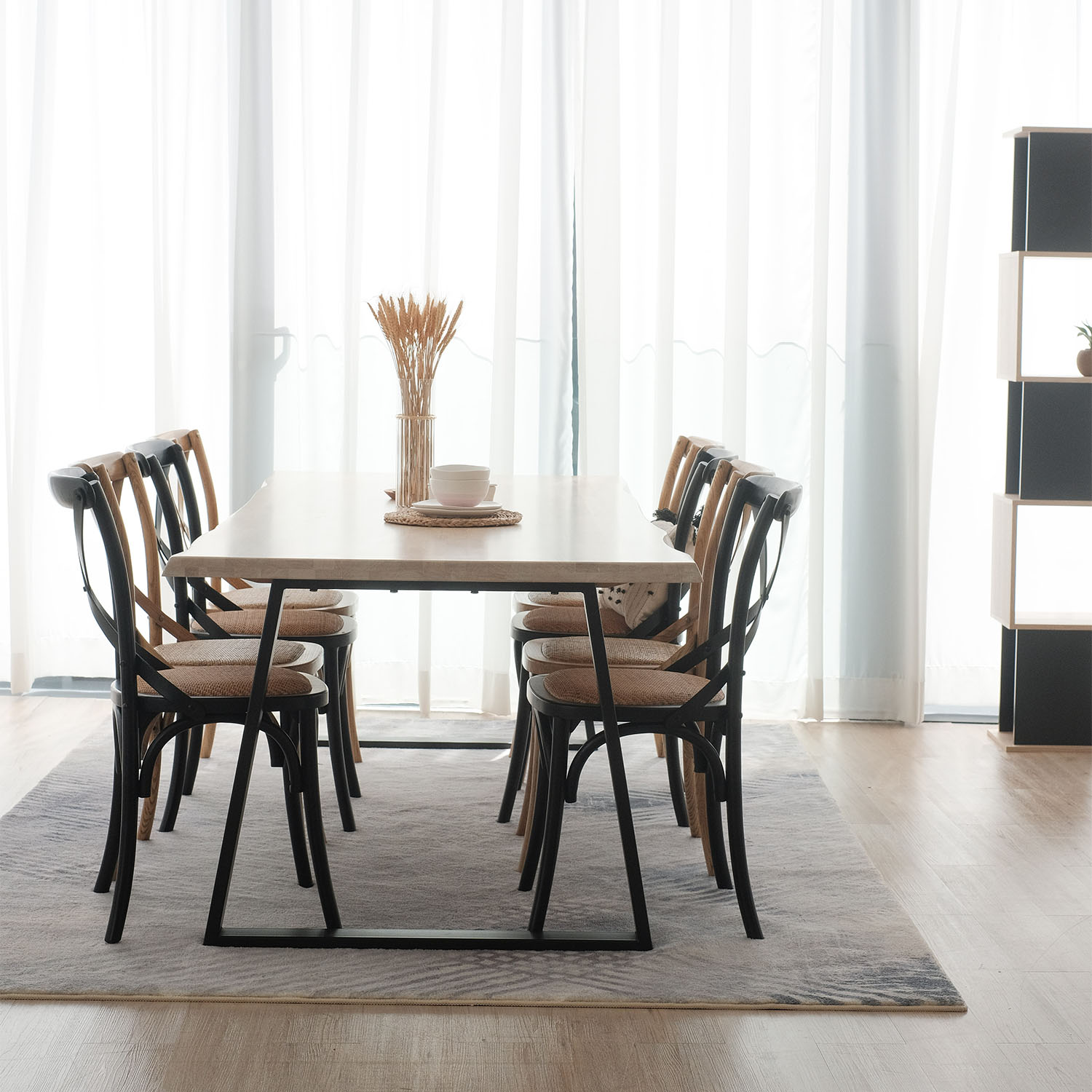 Fletcher Washed Oak Faux Live Edge Dining Table 240cm