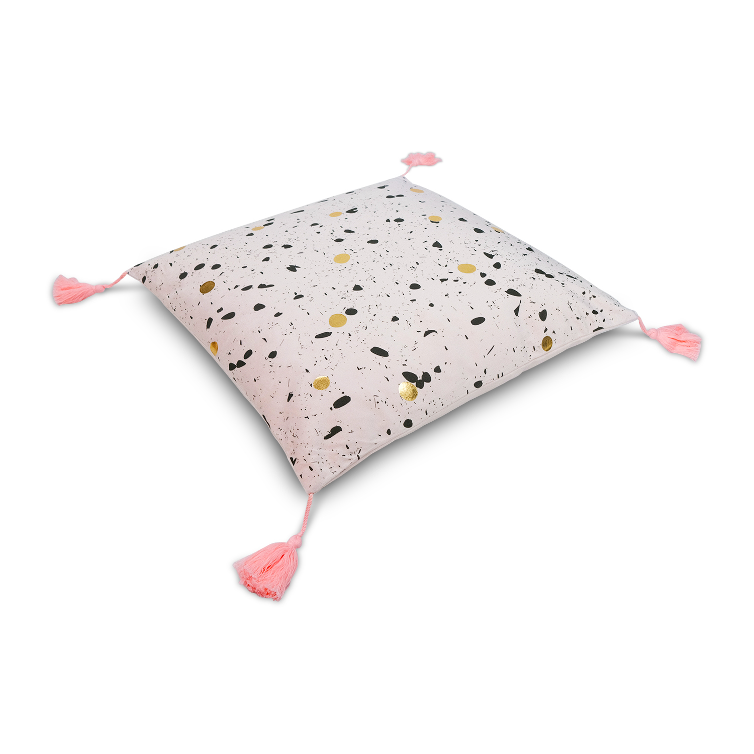 Tabitha Pink Velvet Cushion with Tassels 45x45
