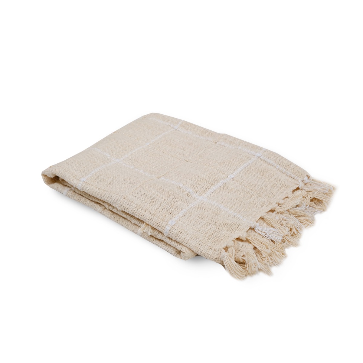 Auth Checked Natural Cotton Throw 125x150