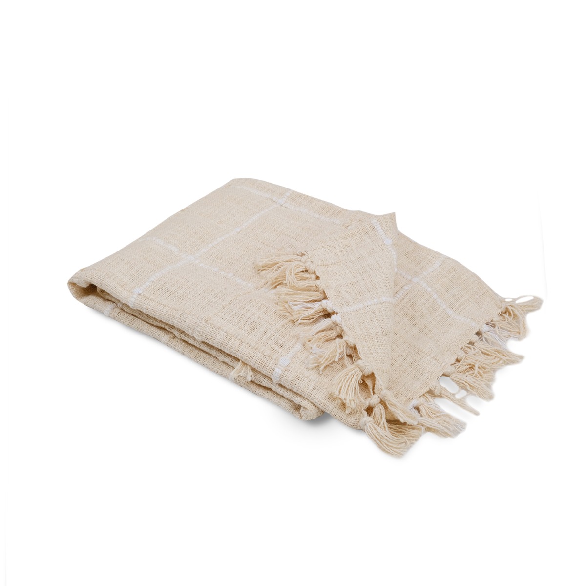 Auth Checked Natural Cotton Throw 125x150
