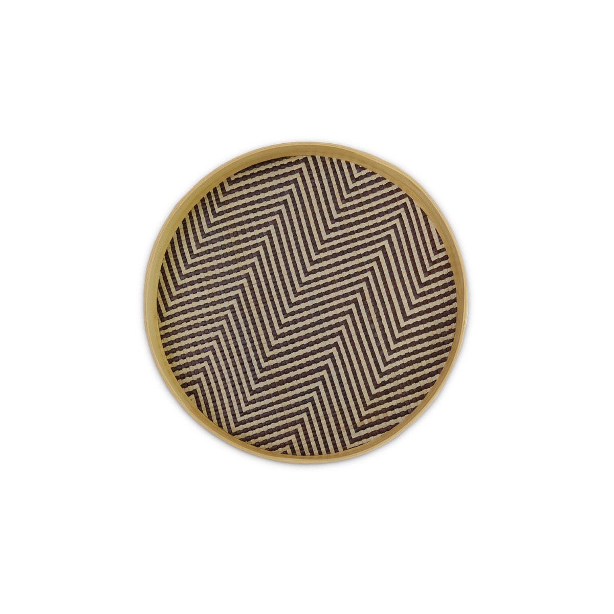 Bayu Chevron Pandanus Round Tray - Small