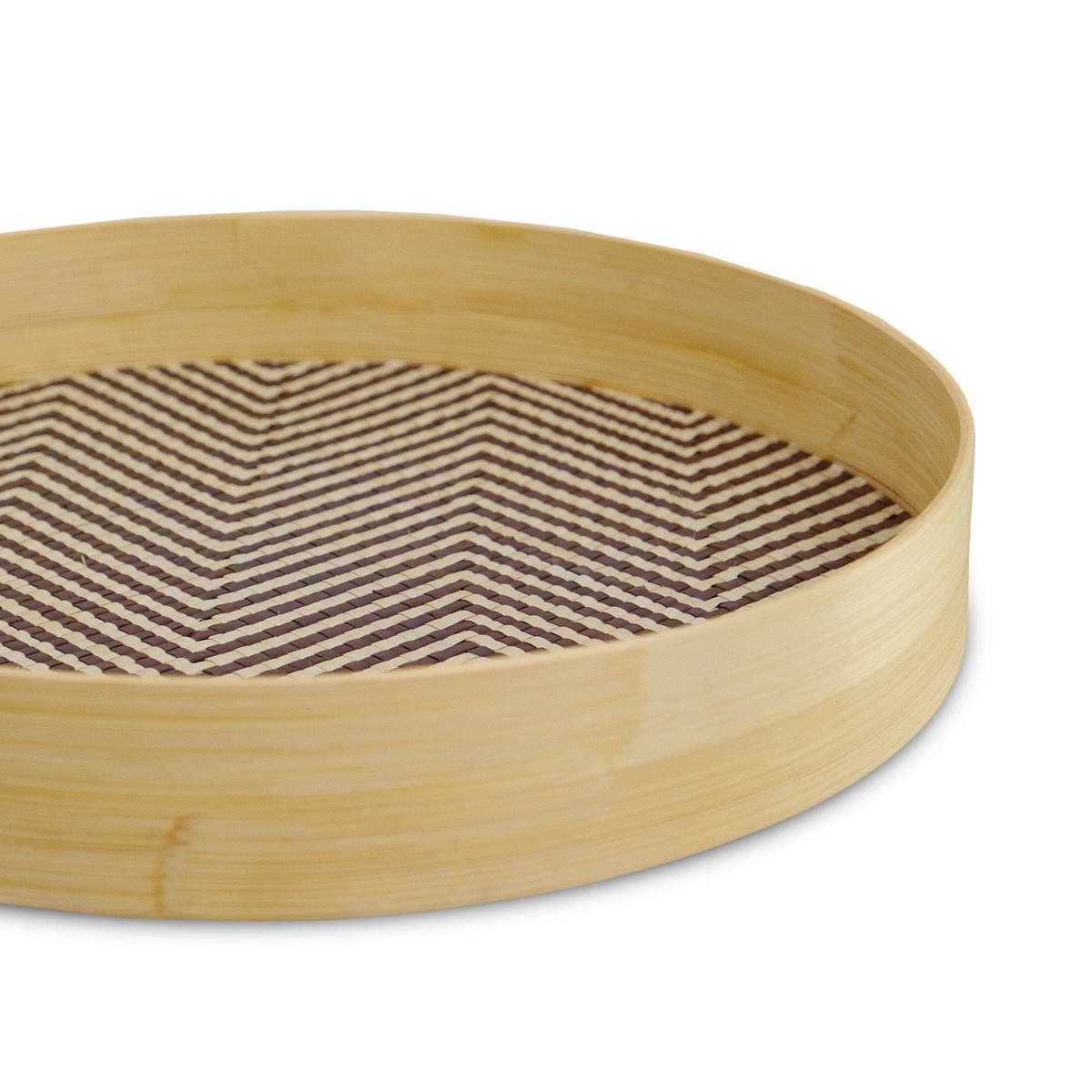 Bayu Chevron Pandanus Round Tray - Small