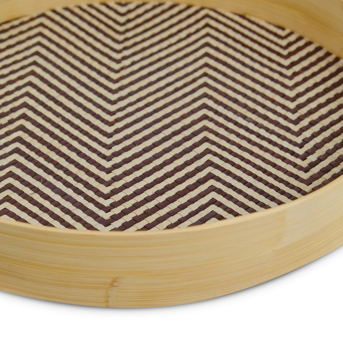 Bayu Chevron Pandanus Round Tray - Small