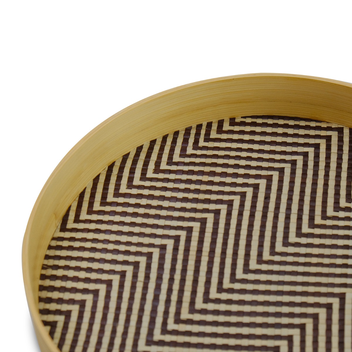Bayu Chevron Pandanus Round Tray - Small
