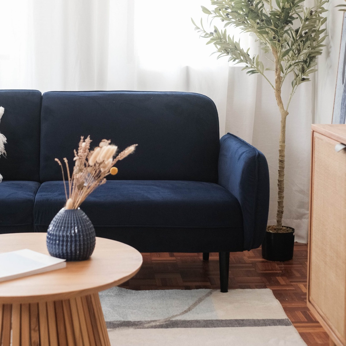 Becca Corduroy Navy 3 Seater Sofa