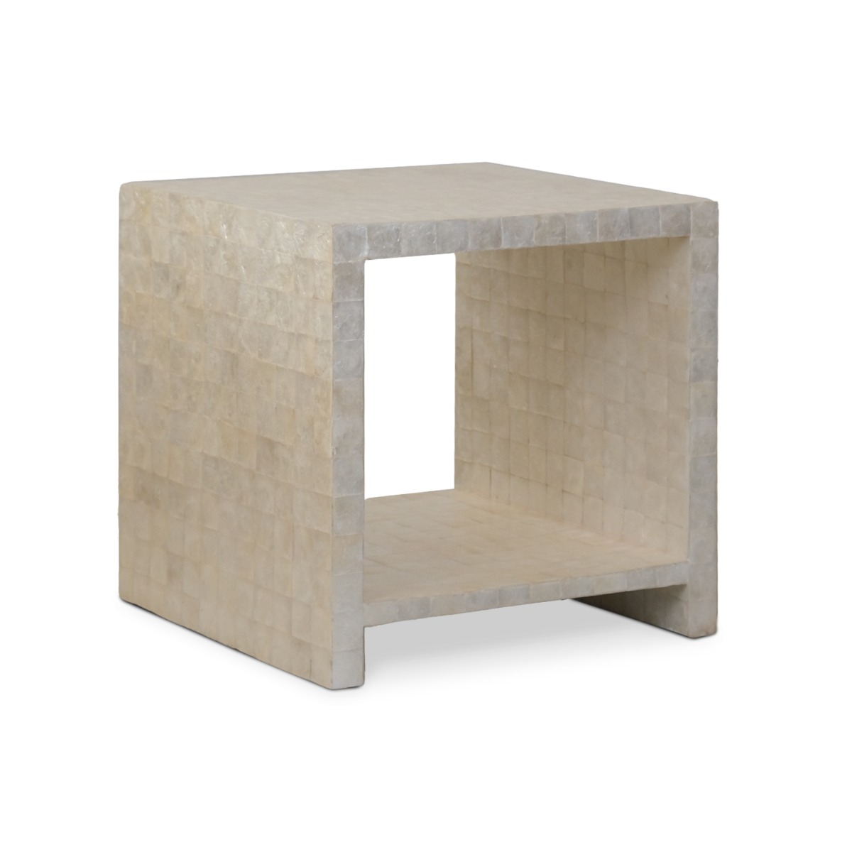 Bhavi Capiz White Side Table