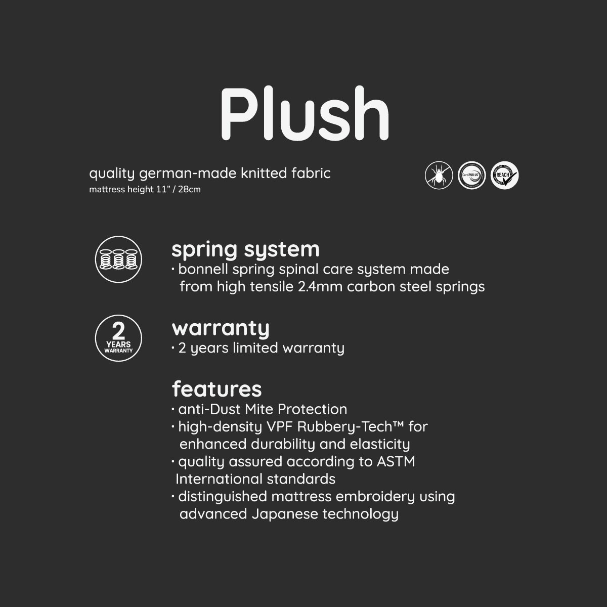 Plush Super Single Spring Mattress - 106 x 190cm