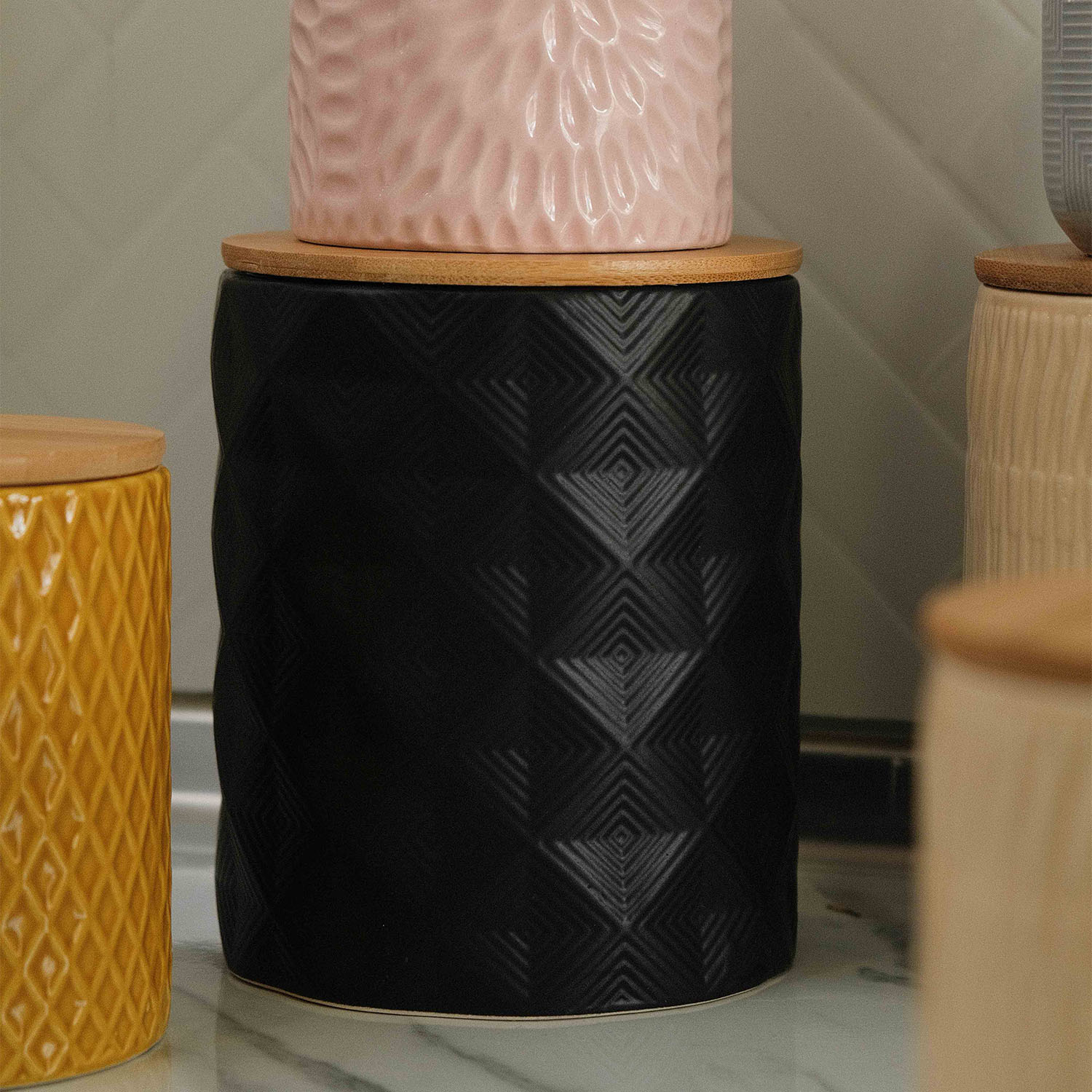 Lana Diamond Black Large Canister
