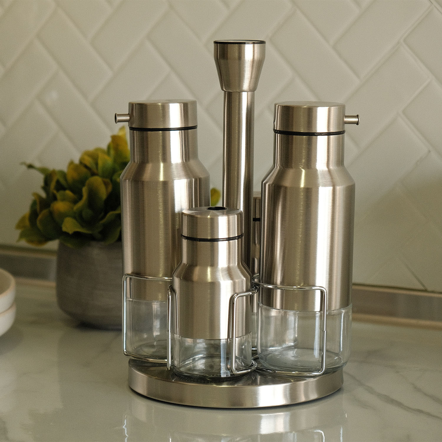 Sylvester 4-pc Jar Set with Rotatory Rack