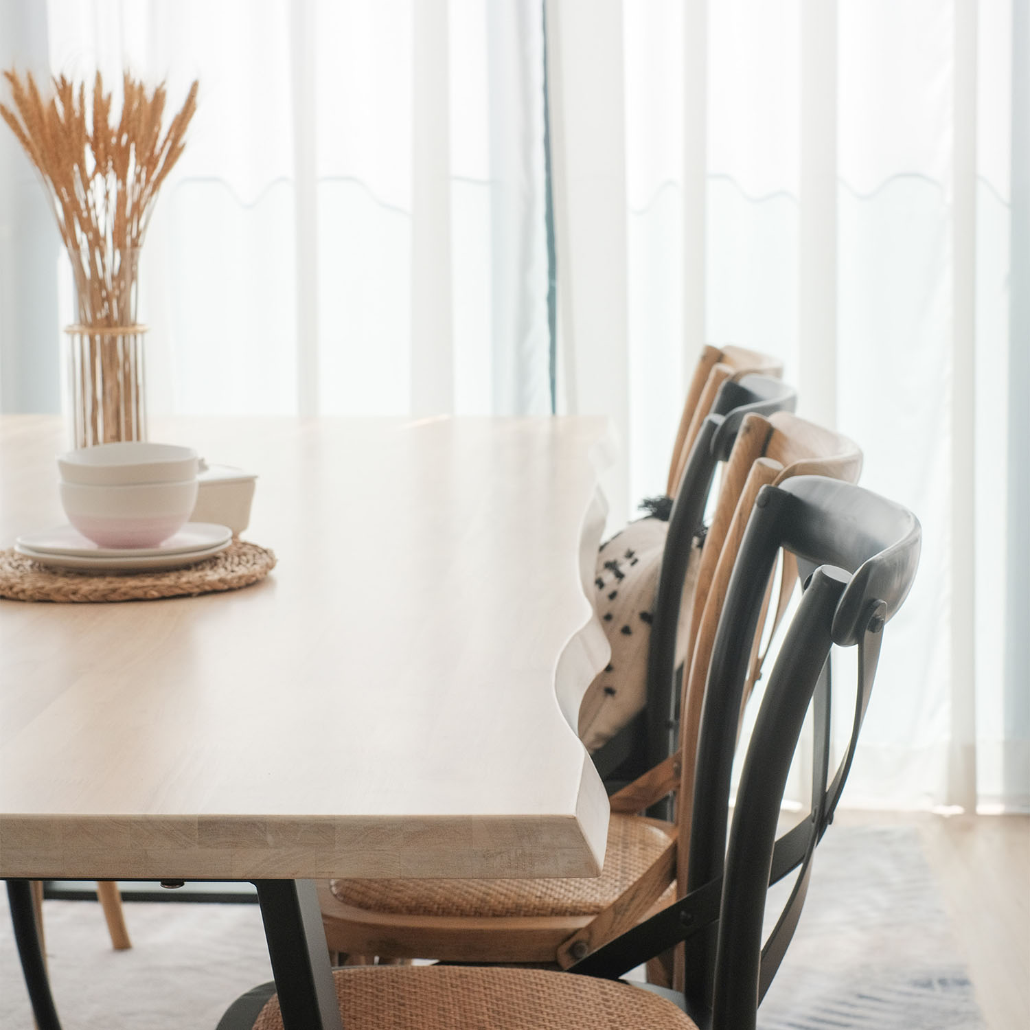 Fletcher Washed Oak Faux Live Edge Dining Table 240cm