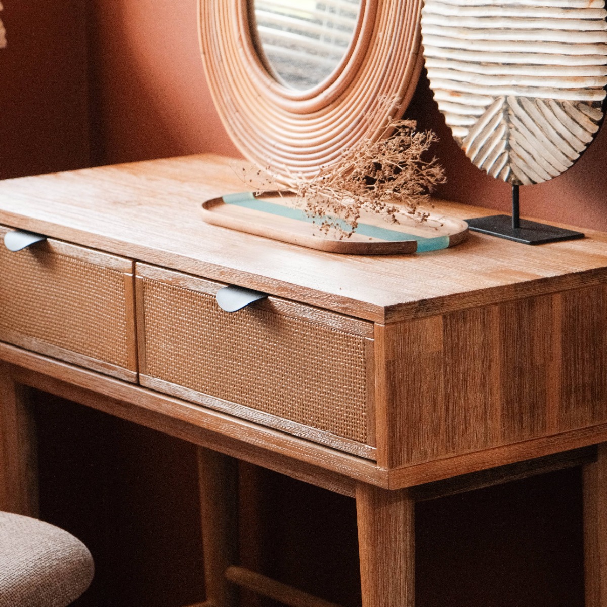Budi Rustic 2 Drawers Console 90cm