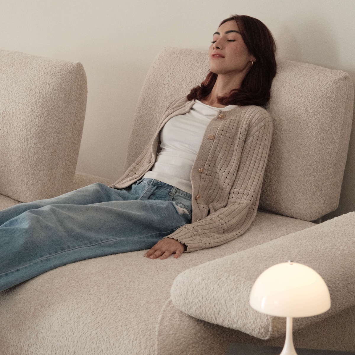 Valeria Vanilla 3 Seater Sofa With Adjustable Back