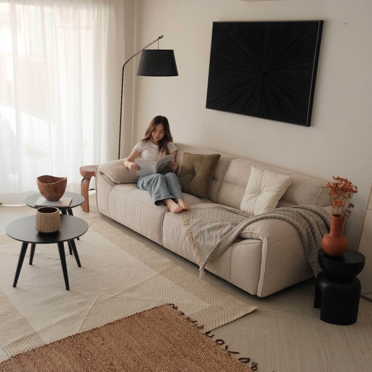 Ryder Light Beige 4 Seater Sofa