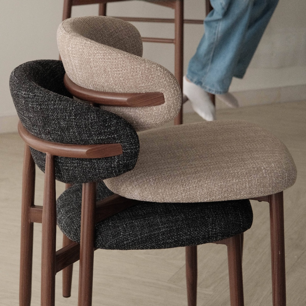 Bliss Walnut Dining Chair Sand Beige