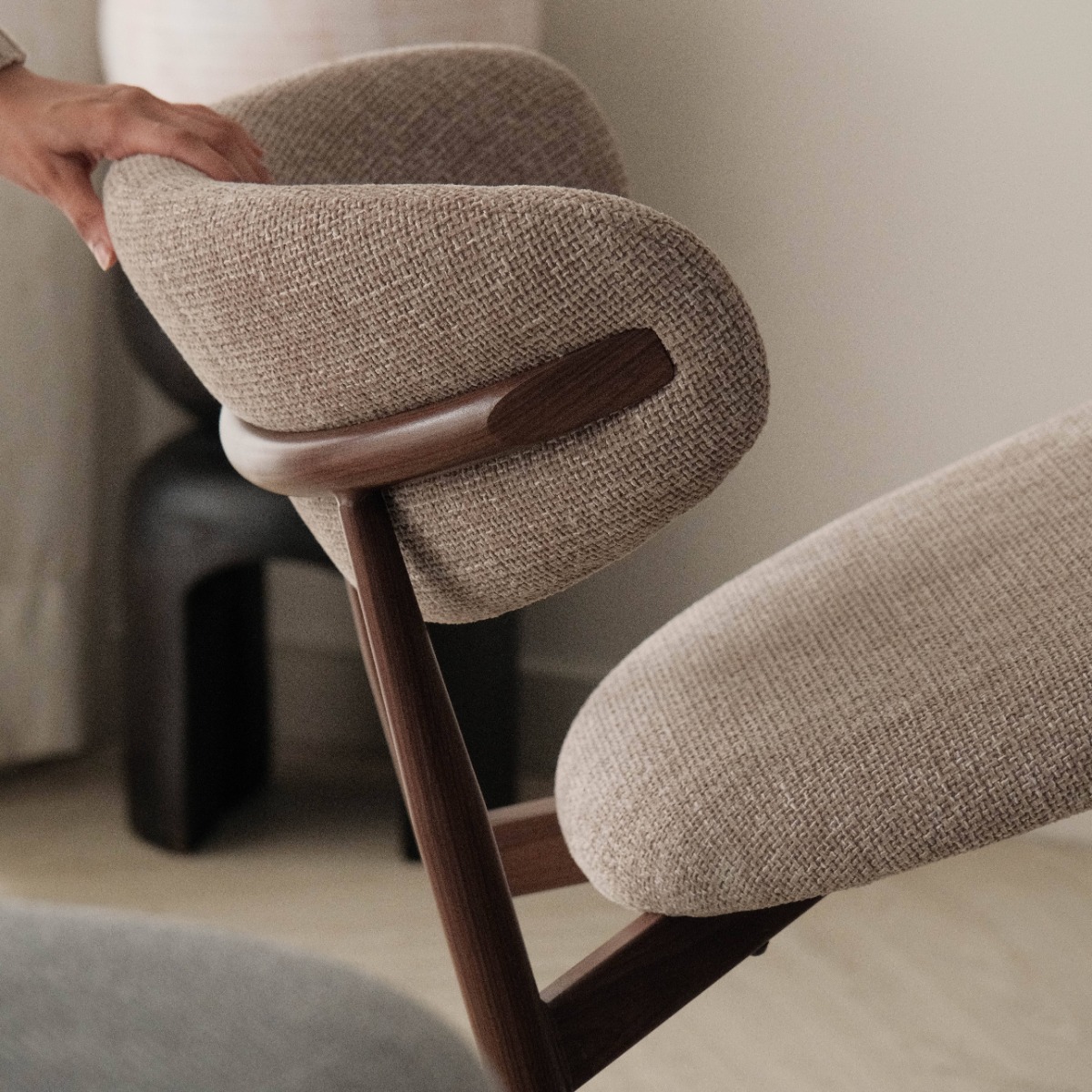 Bliss Walnut Dining Chair Sand Beige