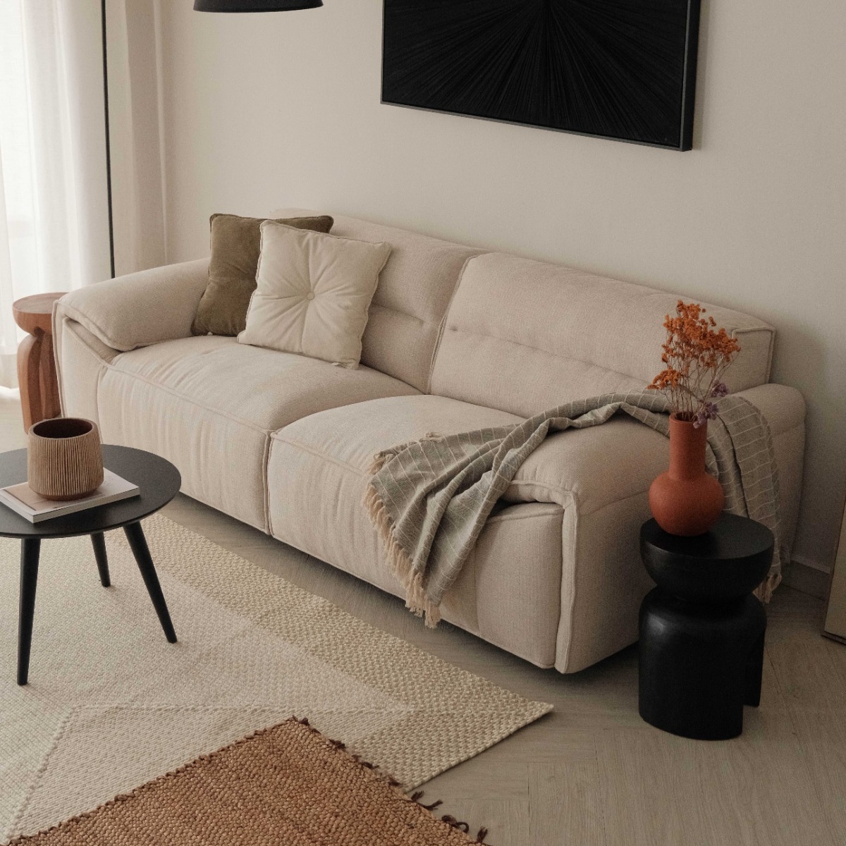 Ryder Light Beige 4 Seater Sofa