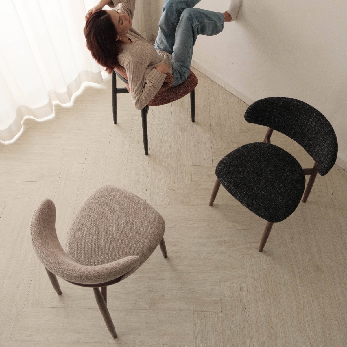 Bliss Walnut Dining Chair Sand Beige