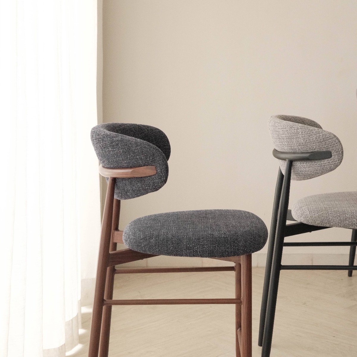 Bliss Walnut Counter Stool Midnight Blue