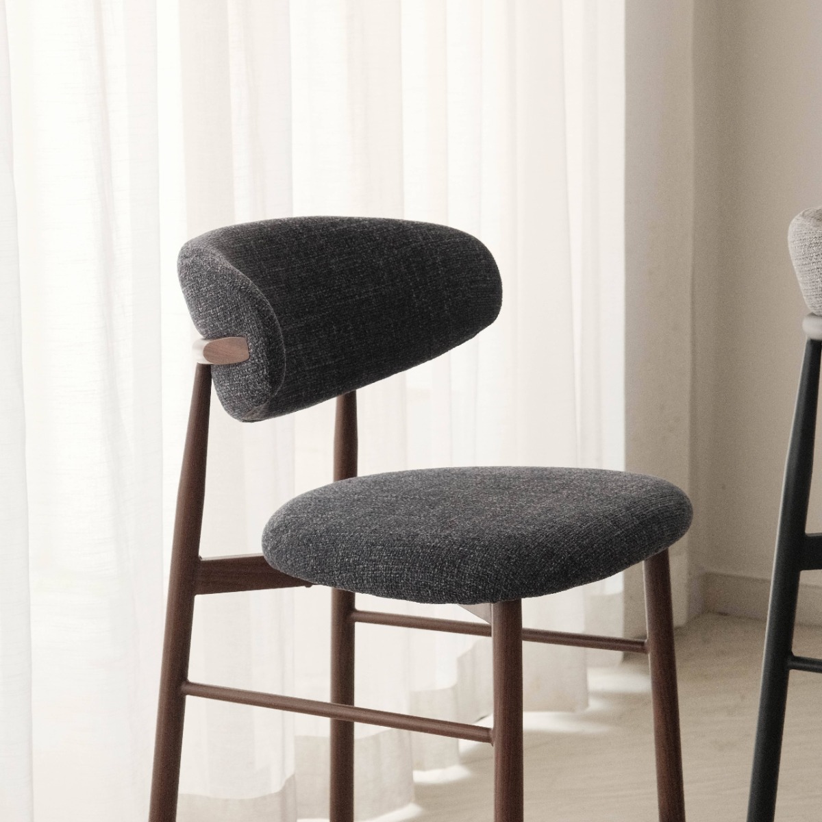 Bliss Walnut Counter Stool Midnight Blue