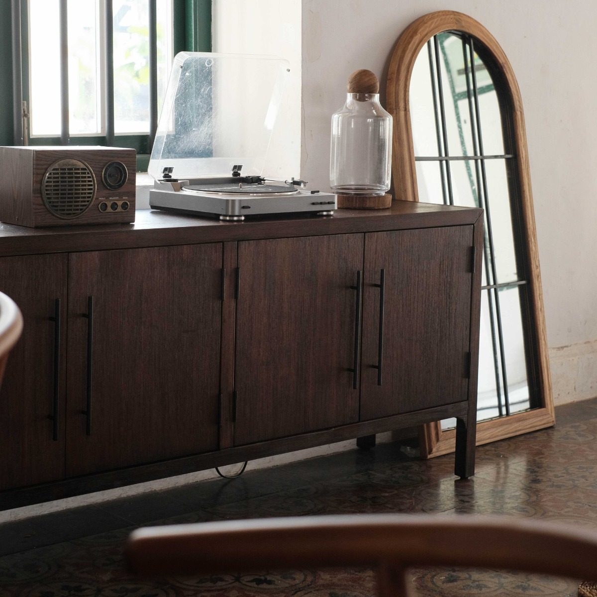 Ming Coffee Brown 4 Doors Sideboard