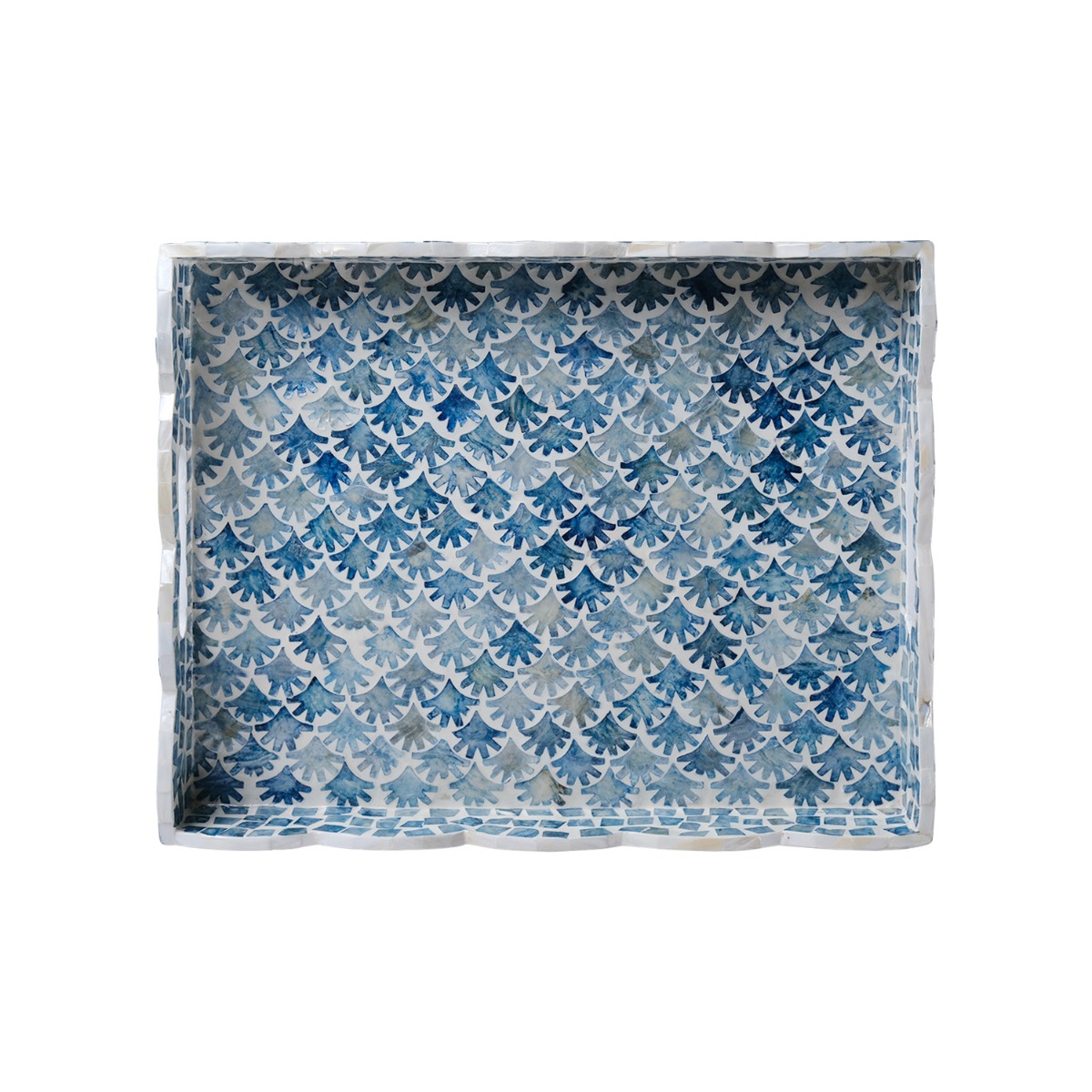 Capiz Turquoise Rectangular Tray - 40x32.5cm