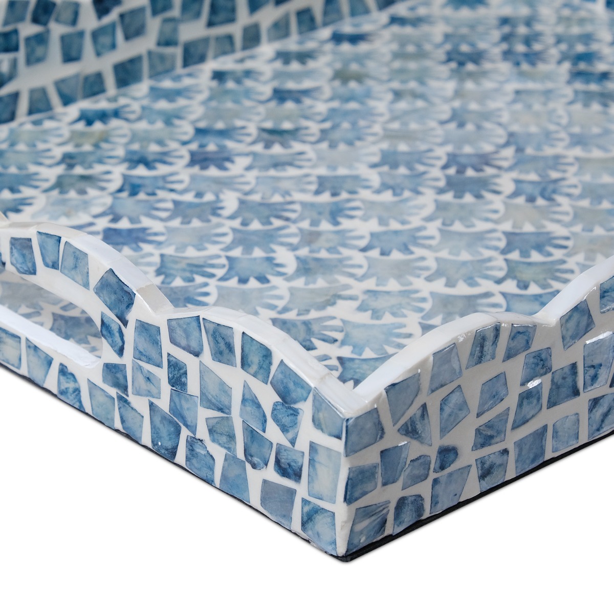 Capiz Turquoise Rectangular Tray - 40x32.5cm