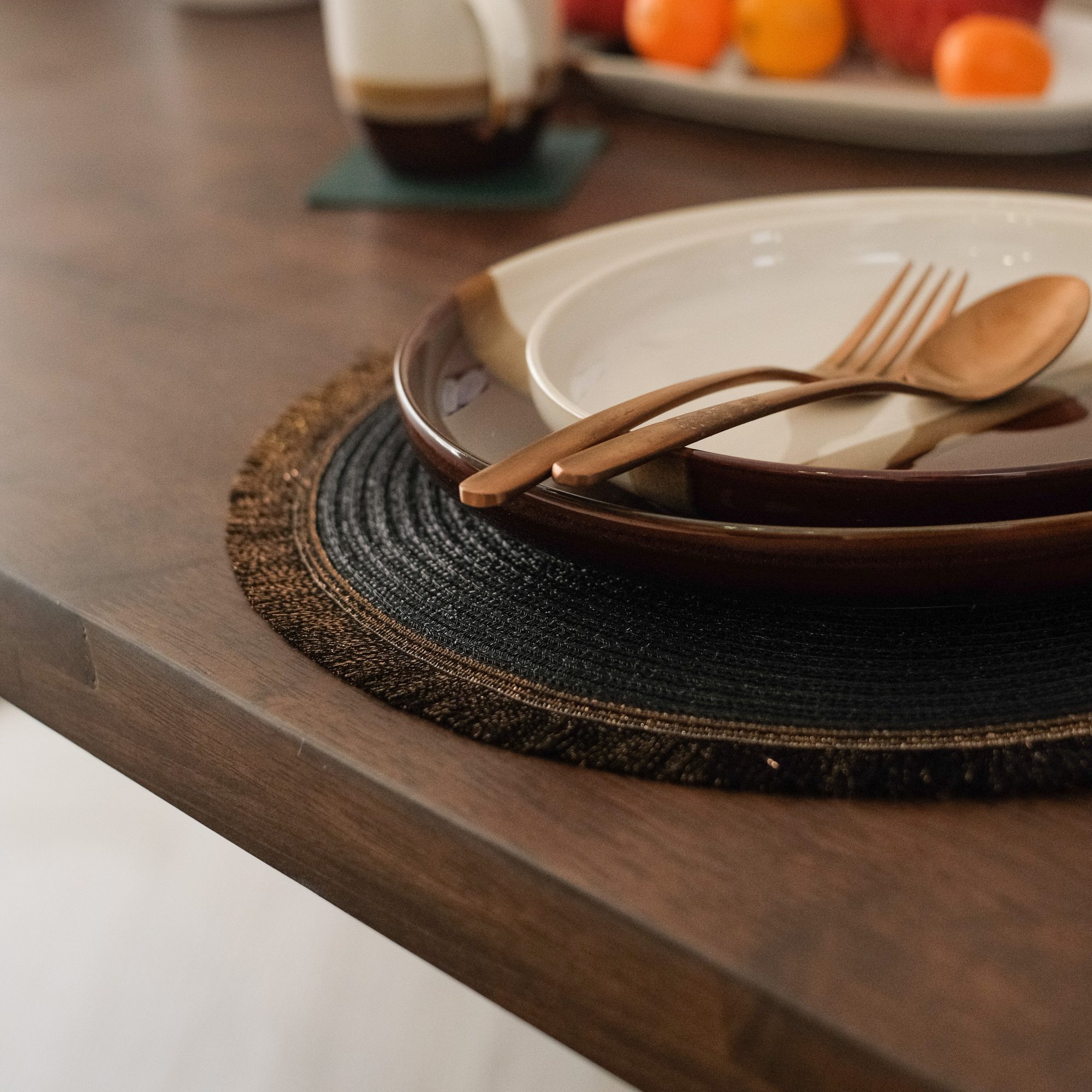 Fringe Black Round Placemat