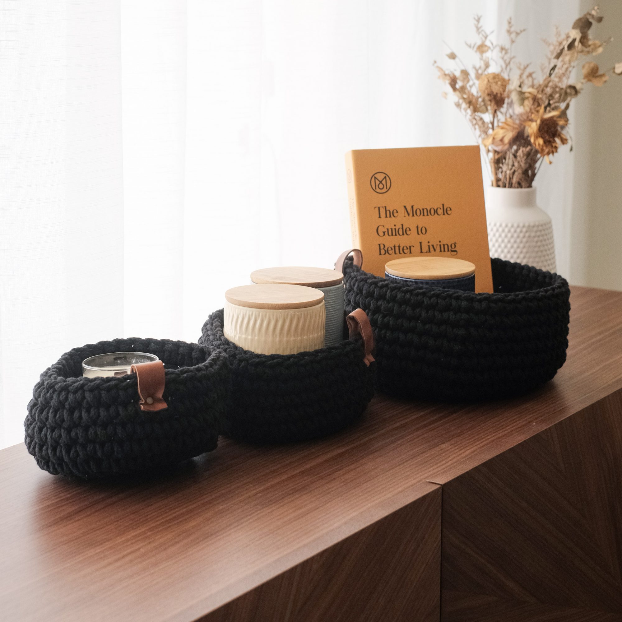 Dana Weaving Basket (Set of 3) - Black