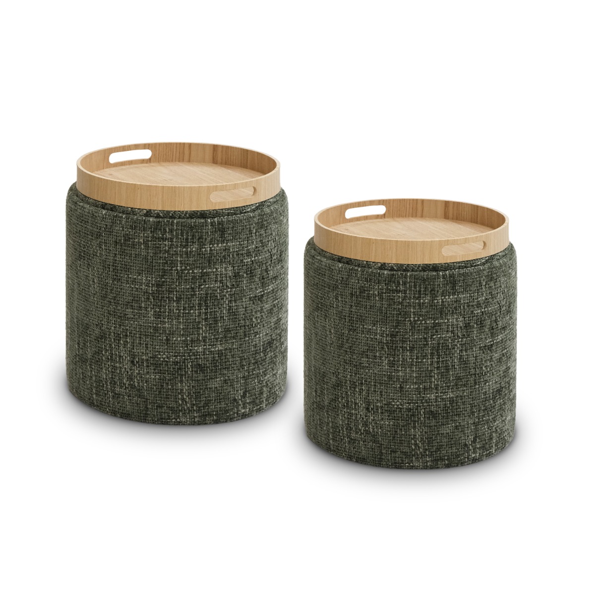Chella Moss Green Storage Stool (Set of 2)