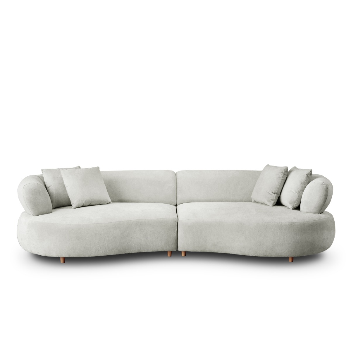 Cleona Sand Grey Curve 4 Seater Sofa